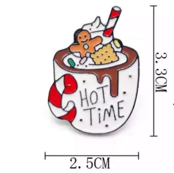 50% OFF! Christmas cocoa pin enamel coffee gingerbread candy cane cup mug - Picture 2 of 3